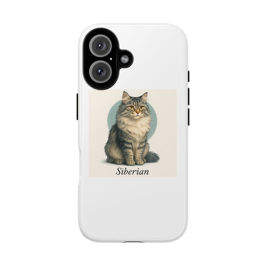 Siberian Cat Phone Case, Tough Phone Cover, Pet Lover Gift, Cat Lover Accessories, Cute Cat Design, Siberian Cat Art