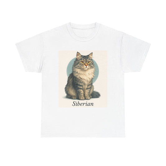 Siberian Cat Tee, Perfect Gift for Cat Lovers, Unisex Cotton T-Shirt for Everyday Wear, Animal Lover Apparel, Cute Cat Gift
