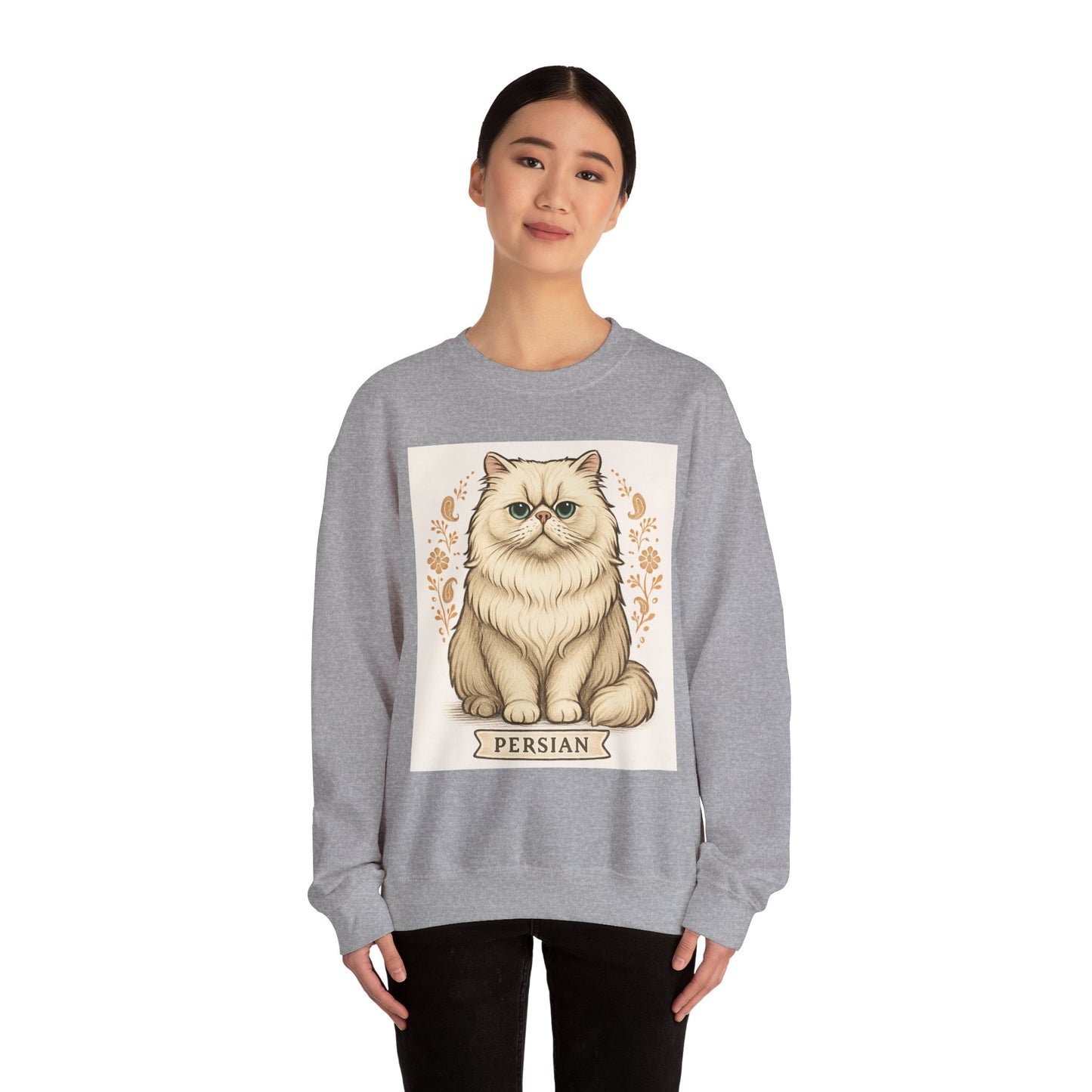 Persian Cat Crewneck Sweatshirt, Cozy Pet Lover Gift, Cat Themed Apparel, Year-Round Comfort, Unisex Casual Style