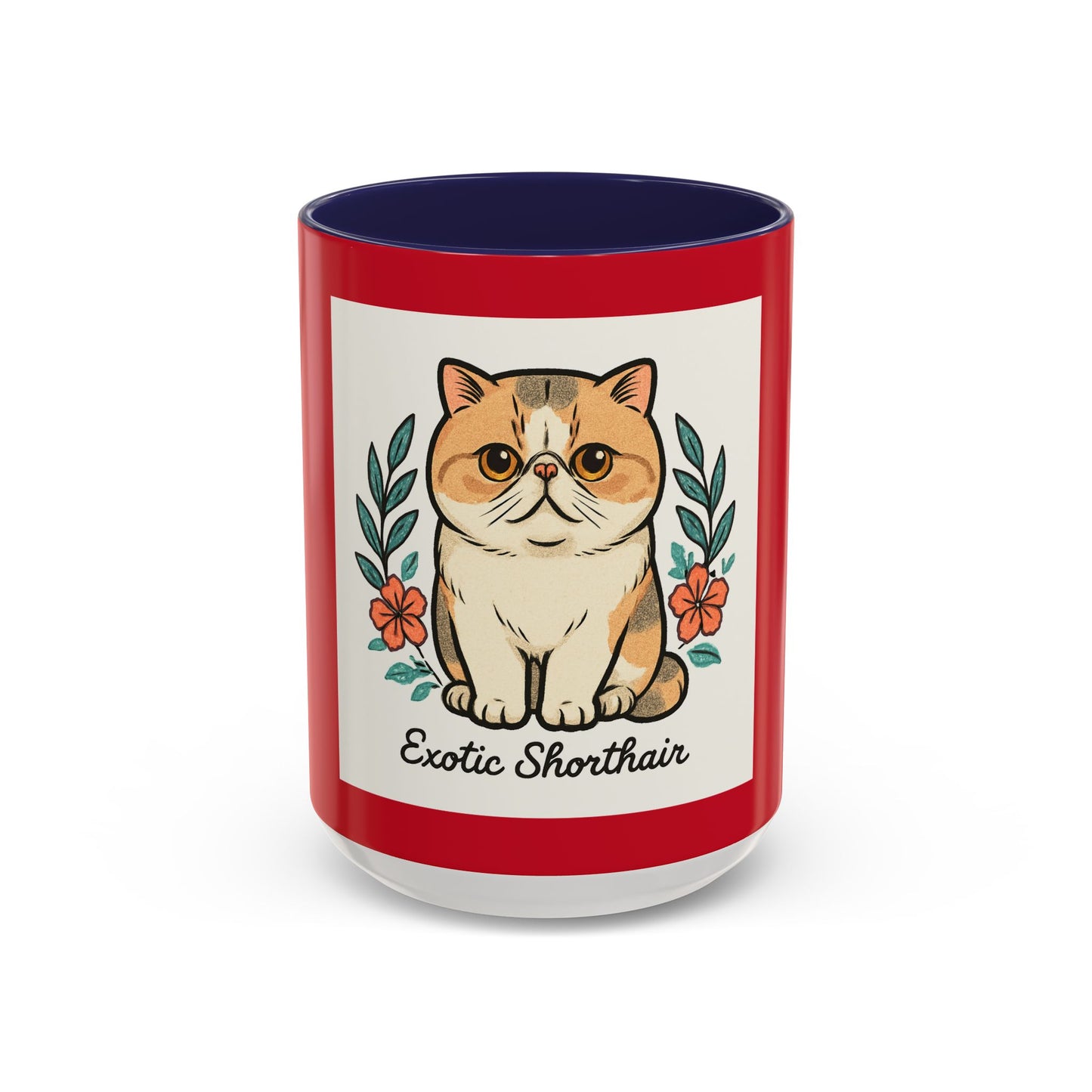 Exotic Shorthair Cat Coffee Mug, Pet Lover Gift, Cat Mug, Floral Cat Cup, Cat Mom Present, Cute Coffee Mug