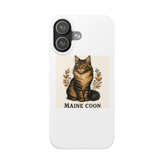 Maine Coon Cat Slim Phone Case, Cute Cat Accessories, Pet Lover Gift, Custom Phone Cover, Stylish Animal Art, Gift for Animal Lovers