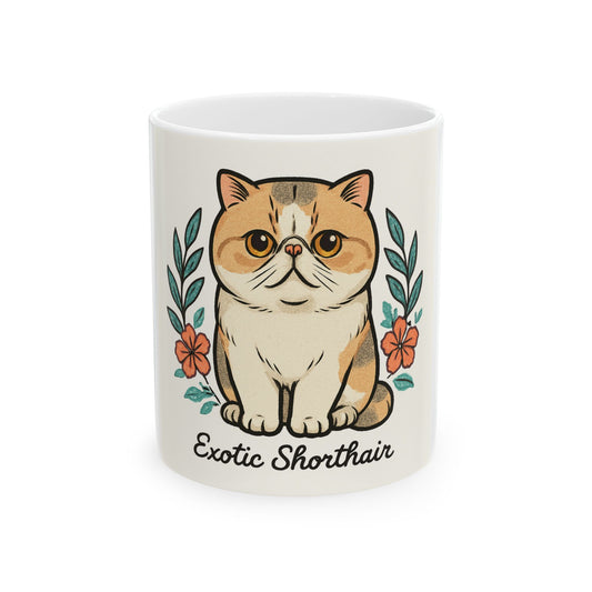Exotic Shorthair Cat Mug | Cute Ceramic Coffee Cup | Pet Lover Gift | Cat Mom Mug | Unique Animal Lover's Present, 11oz, 15oz