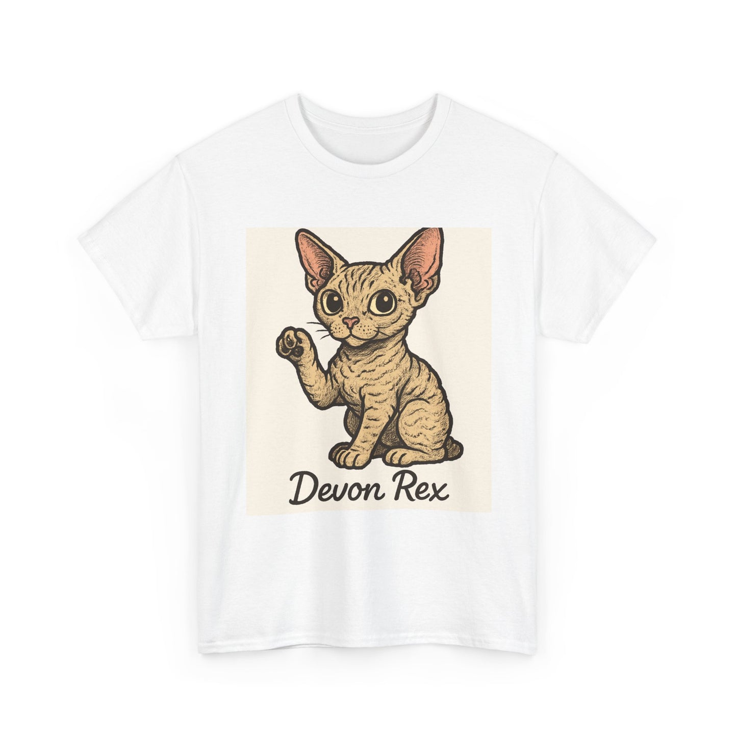 Cute Devon Rex Cat Tee, Unisex Cotton T-shirt, Cat Lover Gift, Pet Owner Apparel, Animal Lover Shirt