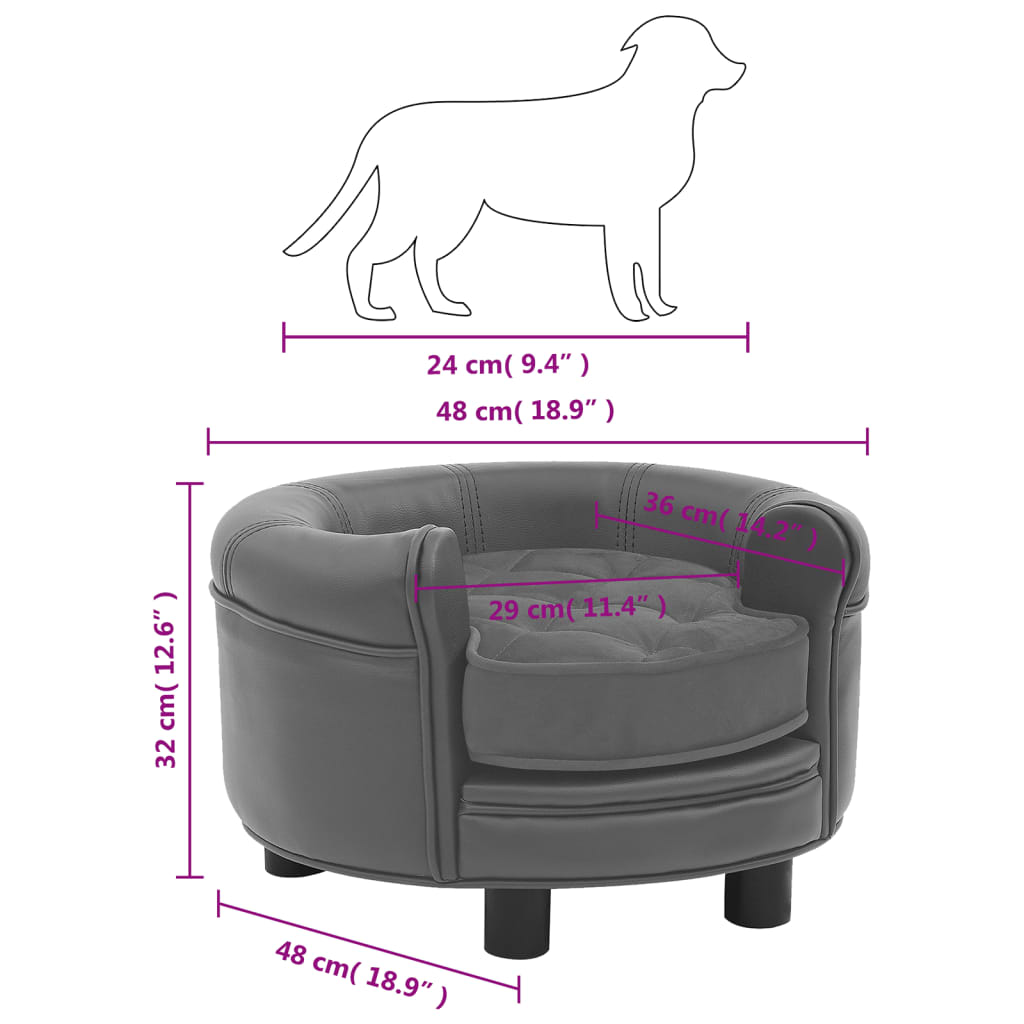 vidaXL Dog Sofa Puppy Couch Bed with Washable Cover Plush and Faux Leather