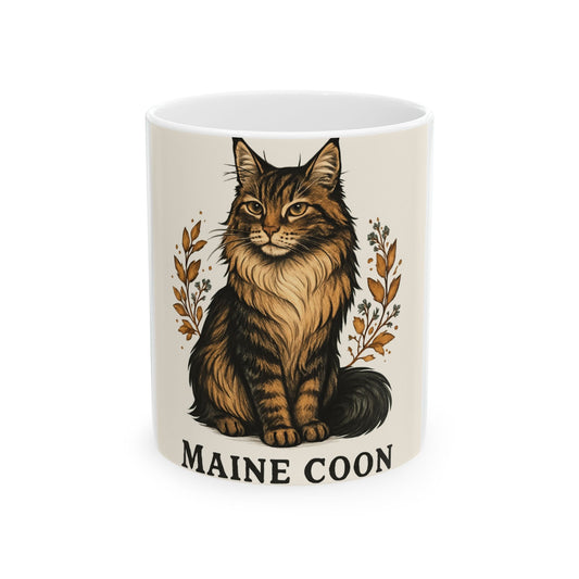 Maine Coon Cat Ceramic Mug - Perfect for Cat Lovers, Gift for Birthdays, Coffee or Tea Drinkers, Home Décor, Pet Owner Present