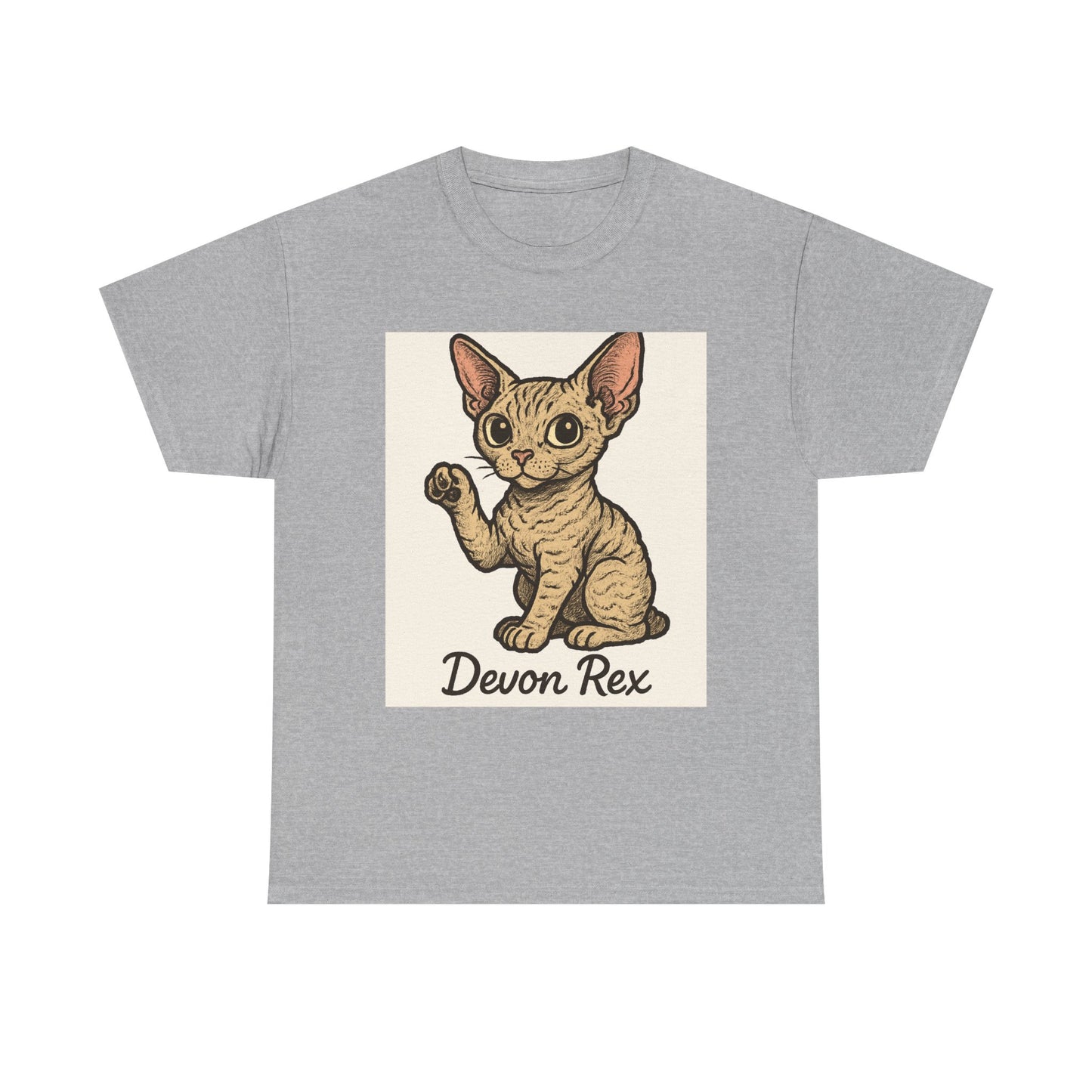 Cute Devon Rex Cat Tee, Unisex Cotton T-shirt, Cat Lover Gift, Pet Owner Apparel, Animal Lover Shirt