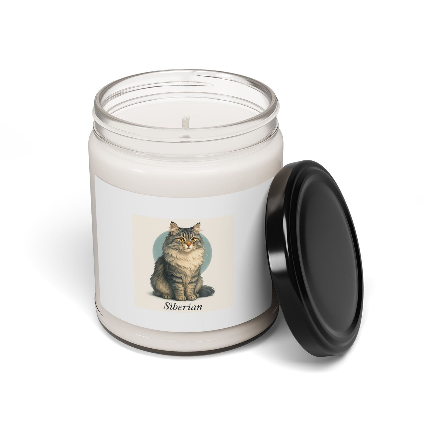 Scented Soy Candle, Siberian Cat Design, Cozy Home Decor, Pet Lover Gift, Aromatherapy Candle, Cat-Themed Home Fragrance