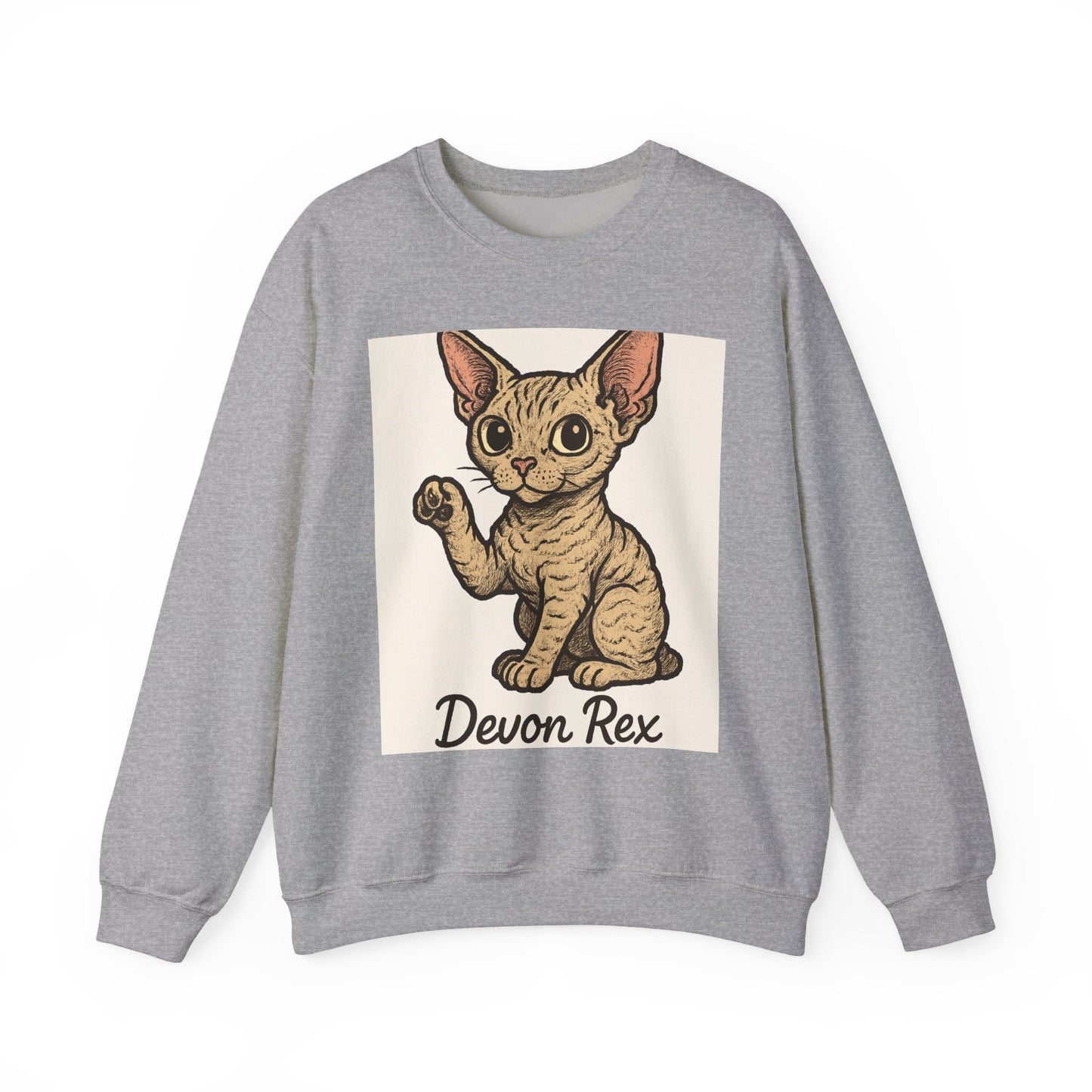 Devon Rex Cat Crewneck Sweatshirt, Cute Cat Sweater, Unisex Pet Apparel, Animal Lover Gift, Cozy Fashion, Perfect for Cat Owners