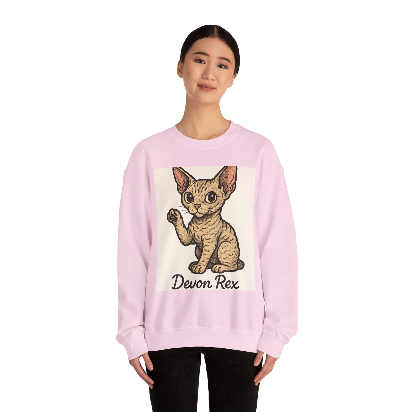 Devon Rex Cat Crewneck Sweatshirt, Cute Cat Sweater, Unisex Pet Apparel, Animal Lover Gift, Cozy Fashion, Perfect for Cat Owners