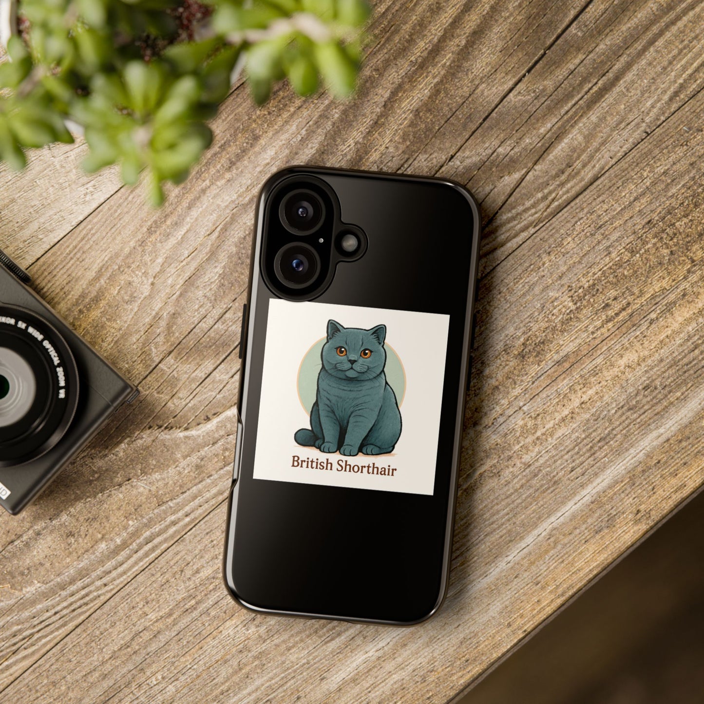 British Shorthair Cat Phone Case, Cute Cat Lover Gift, Tough Phone Cover for Pet Owners, Customizable Cat Art Design, Feline Accessories