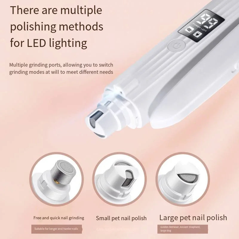 Pet Nail Clipper Trimmer with LED Light USB Rechargeable Electric Nail Clipper Display Nail Grinder Prevent Injury Low Noise