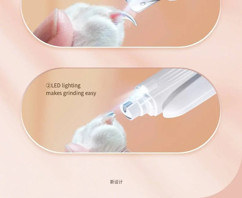 Pet Nail Clipper Trimmer with LED Light USB Rechargeable Electric Nail Clipper Display Nail Grinder Prevent Injury Low Noise