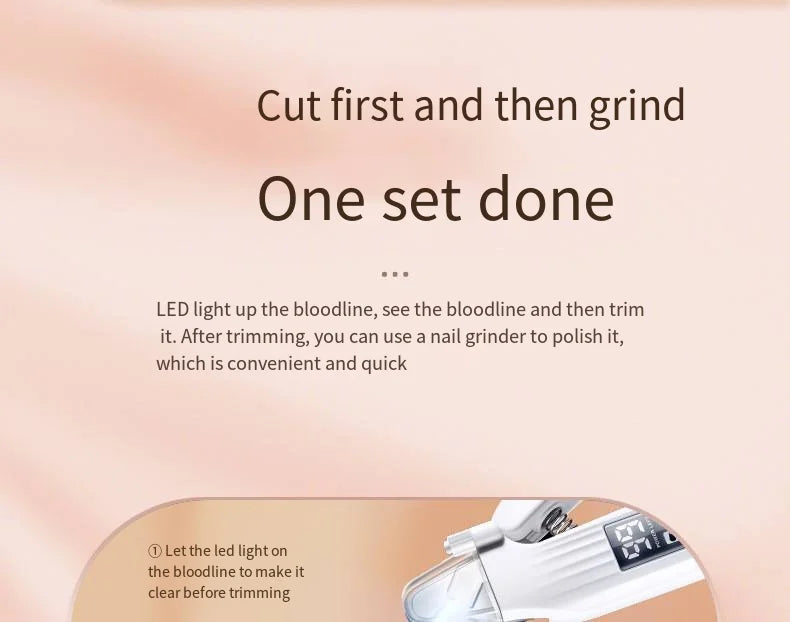 Pet Nail Clipper Trimmer with LED Light USB Rechargeable Electric Nail Clipper Display Nail Grinder Prevent Injury Low Noise