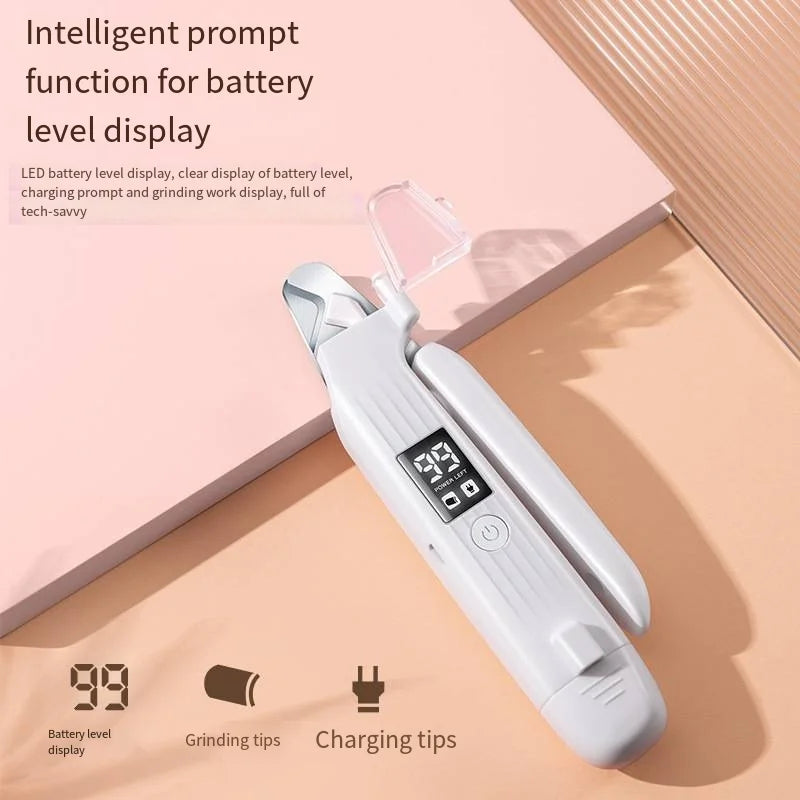 Pet Nail Clipper Trimmer with LED Light USB Rechargeable Electric Nail Clipper Display Nail Grinder Prevent Injury Low Noise