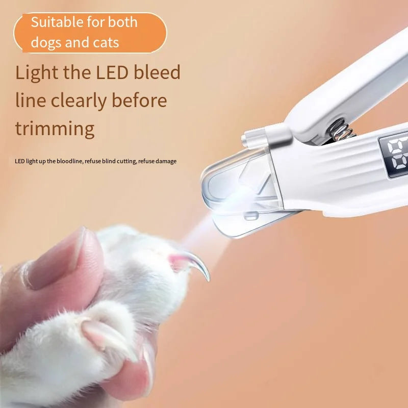 Pet Nail Clipper Trimmer with LED Light USB Rechargeable Electric Nail Clipper Display Nail Grinder Prevent Injury Low Noise