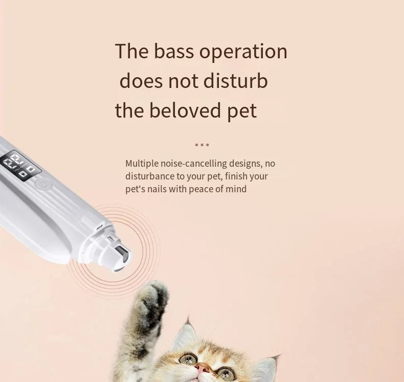 Pet Nail Clipper Trimmer with LED Light USB Rechargeable Electric Nail Clipper Display Nail Grinder Prevent Injury Low Noise
