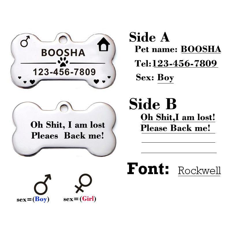 Custom Engraved Stainless Steel Pet Id Tag