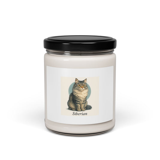 Scented Soy Candle, Siberian Cat Design, Cozy Home Decor, Pet Lover Gift, Aromatherapy Candle, Cat-Themed Home Fragrance