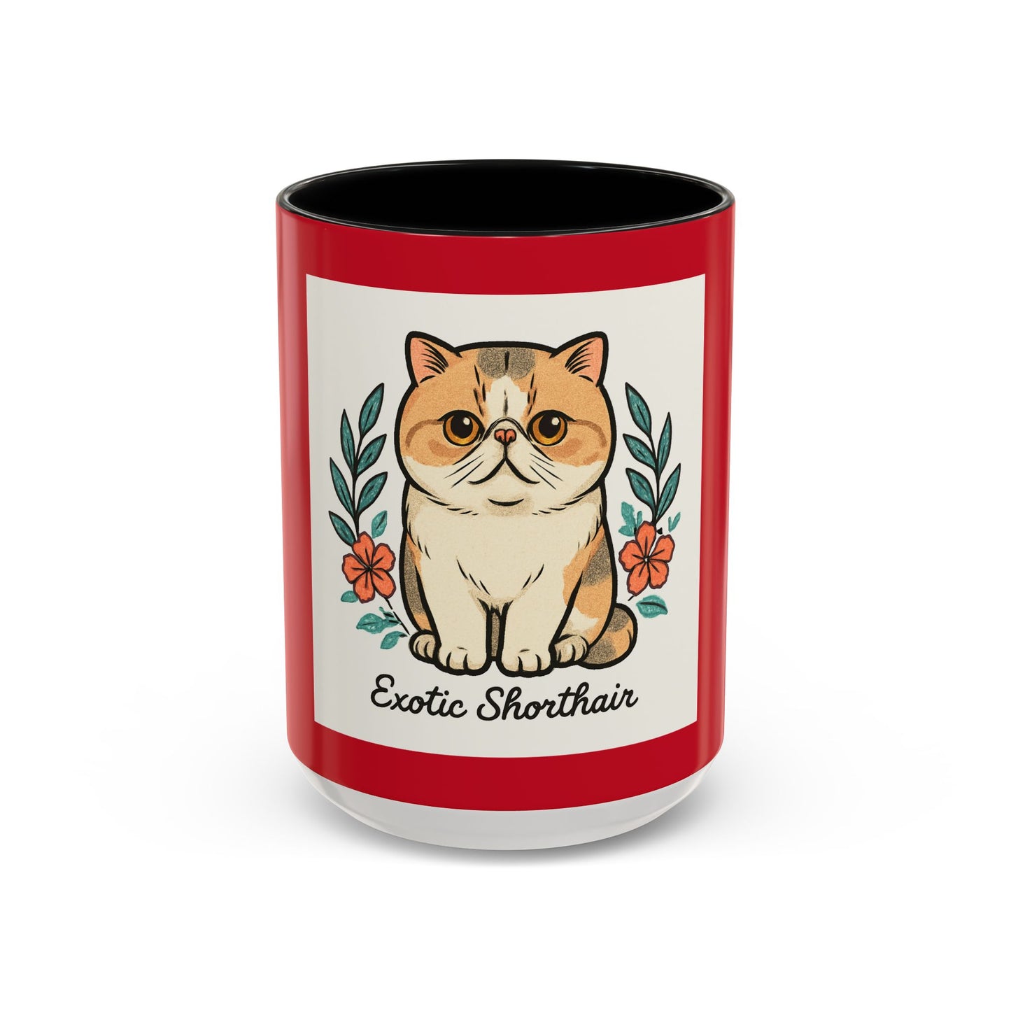 Exotic Shorthair Cat Coffee Mug, Pet Lover Gift, Cat Mug, Floral Cat Cup, Cat Mom Present, Cute Coffee Mug