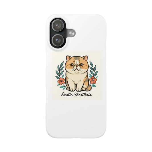 Cute Cat Phone Case, Slim Phone Cover, Exotic Shorthair Design, Pet Lover Gift, Feline Phone Accessories, Animal Lover's Gift