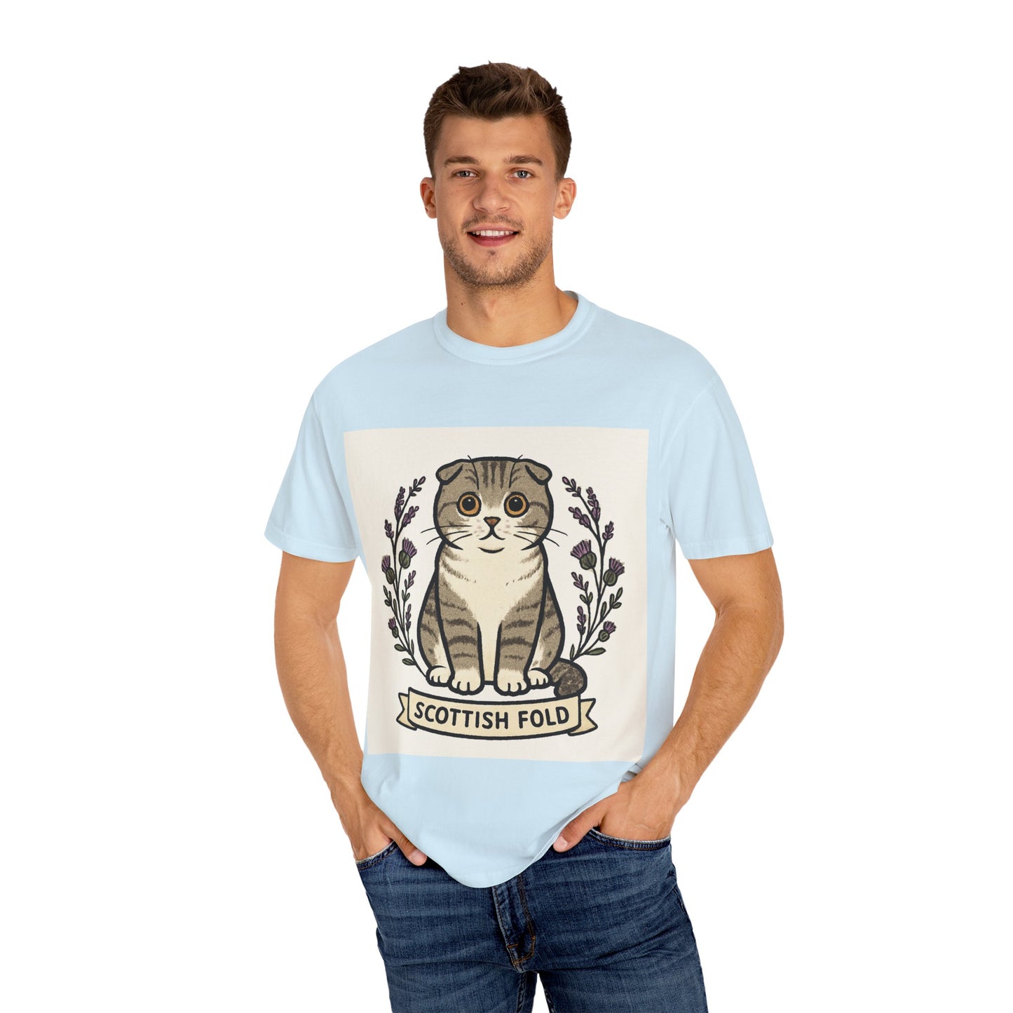 Scottish Fold Cat T-shirt, Cute Cat Lover Gift, Pet Lover Apparel, Cozy Everyday Wear, Unisex Casual Tee
