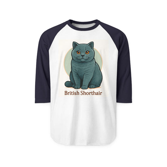 British Shorthair Cat Raglan Shirt, Unisex Tee, Cat Lover Gift, Casual Wear, Animal Shirt, Pet Owner Apparel, Birthday Gift