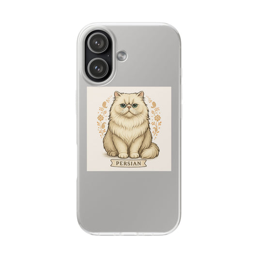 Persian Cat Flexi Case, Cute Cat Phone Cover, Pet Lover Gift, Animal Illustration, Customizable Phone Case, Cat Owner Accessory