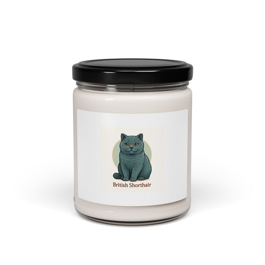 British Shorthair Cat Scented Soy Candle, Cozy Home Fragrance, Pet Lover Decor, Unique Gift for Cat Owners, Relaxing Aromatherapy