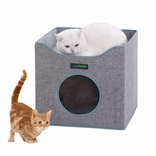 JESPET Premium Foldable Cat Condo with Reversible Cushions and Scratch-Resistant Design