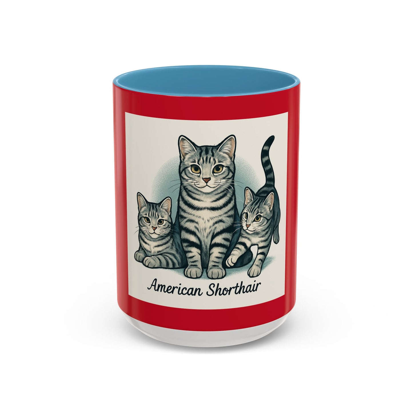 American Shorthair Cat Accent Coffee Mug, Cute Pet Lover Gift, Cat Mom Mug, Unique Kitchen Decor, Cat Themed Drinkware