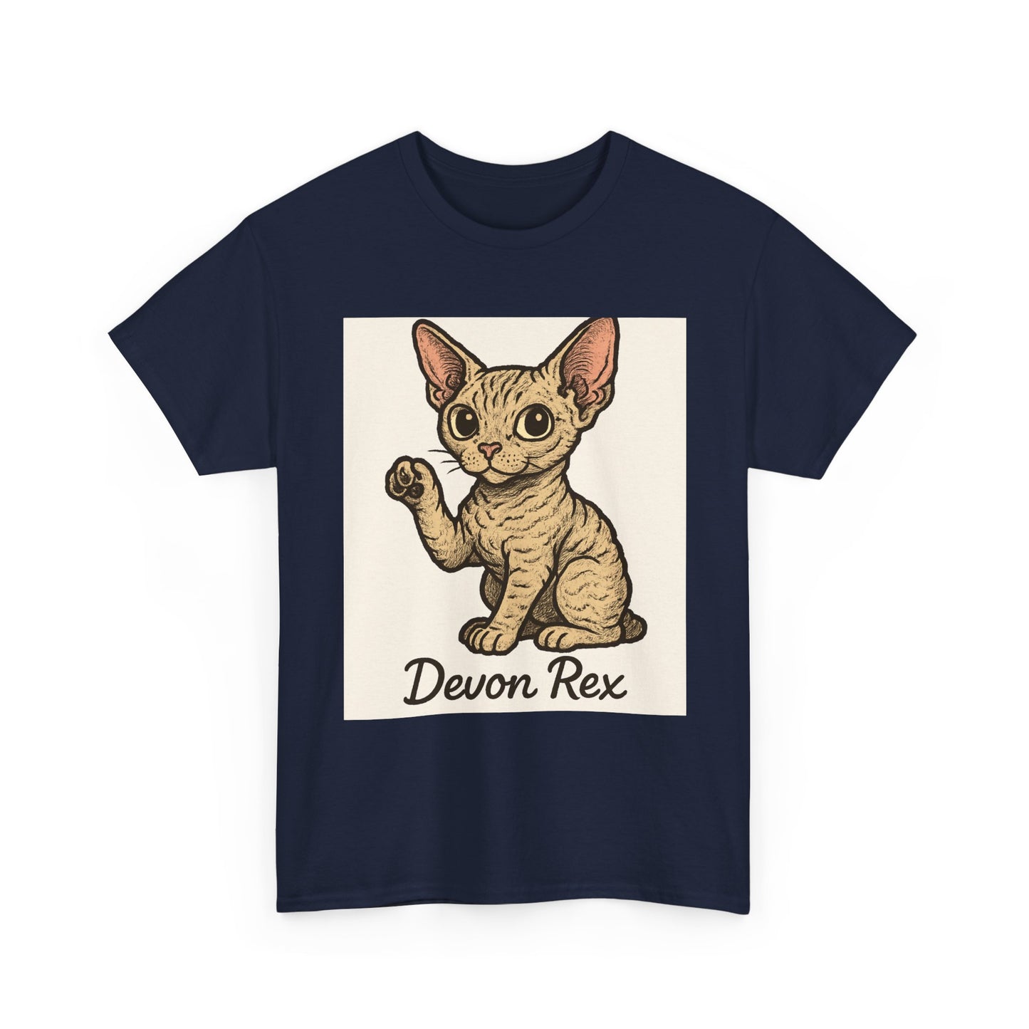 Devon Rex Cat T-Shirt, Cute Cat Tee, Unisex Cotton Shirt, Pet Lover Gift, Casual Wear, Birthday Present, Animal Apparel