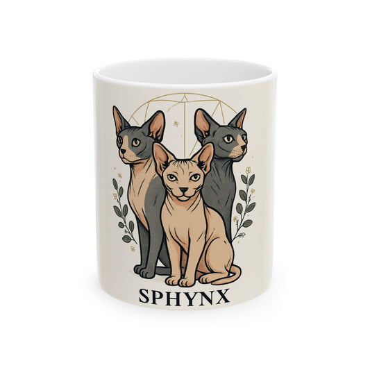 Sphynx Cat Ceramic Mug - Perfect for Cat Lovers, Unique Gift, Coffee Tea Mug, Home Decor, Animal Lover's Cup