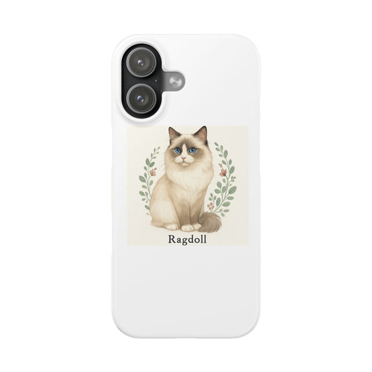 Ragdoll Cat Slim Phone Case, Cute Pet Accessories, Gift for Cat Lovers, Cat Mom Gift, Phone Cover for Animal Lovers, Floral Design