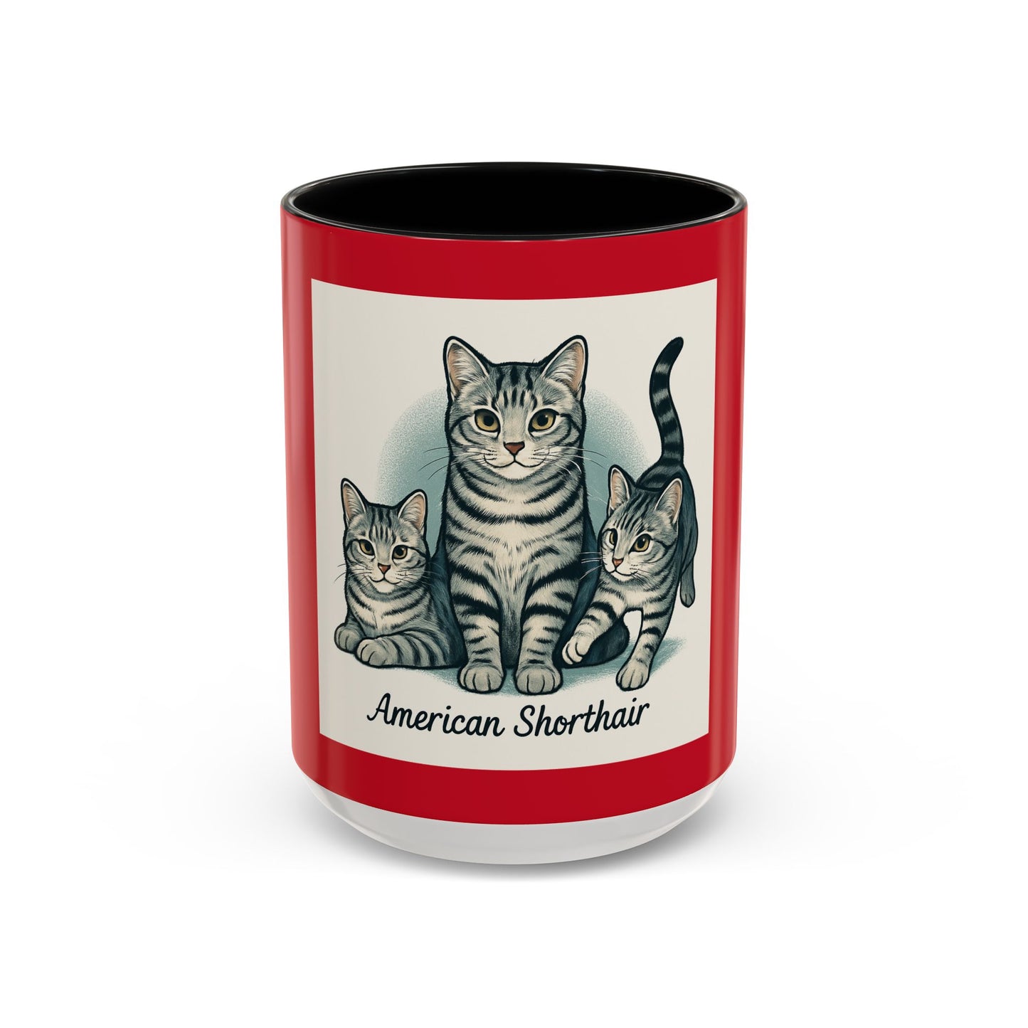 American Shorthair Cat Accent Coffee Mug, Cute Pet Lover Gift, Cat Mom Mug, Unique Kitchen Decor, Cat Themed Drinkware
