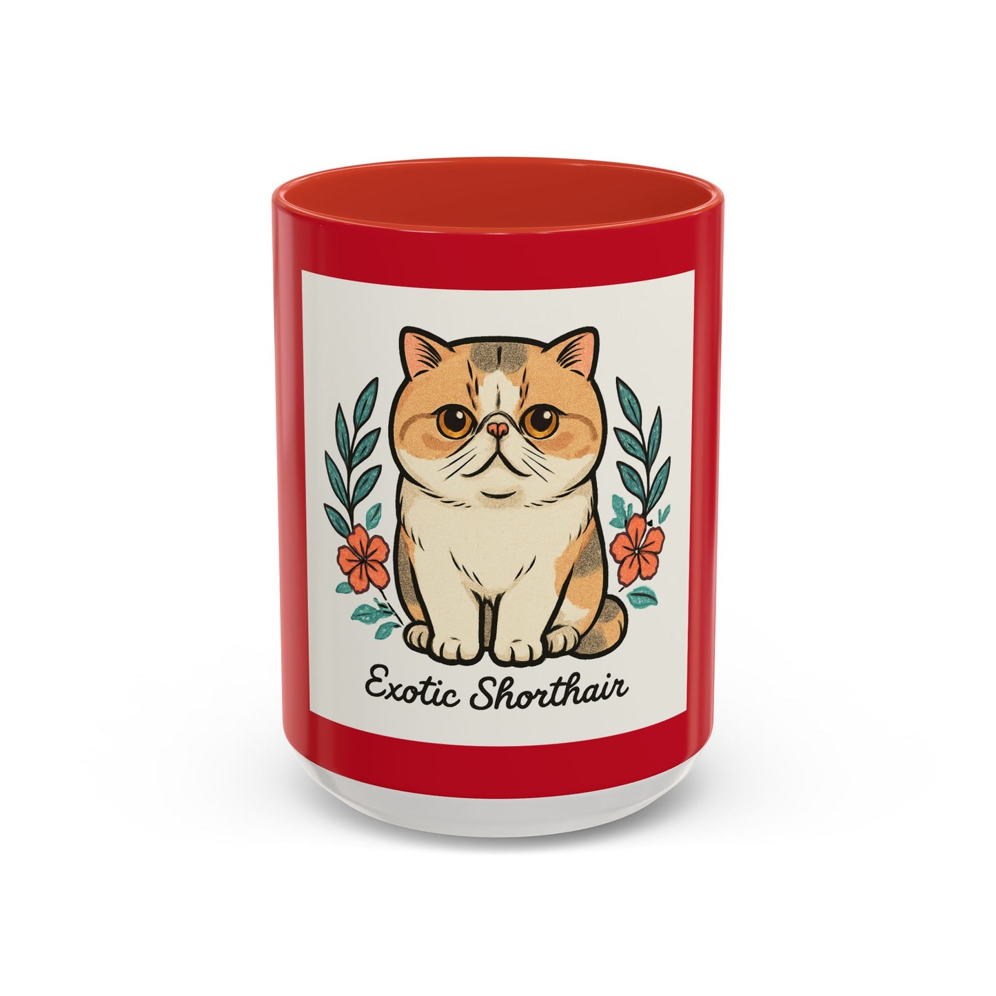 Exotic Shorthair Cat Coffee Mug, Pet Lover Gift, Cat Mug, Floral Cat Cup, Cat Mom Present, Cute Coffee Mug
