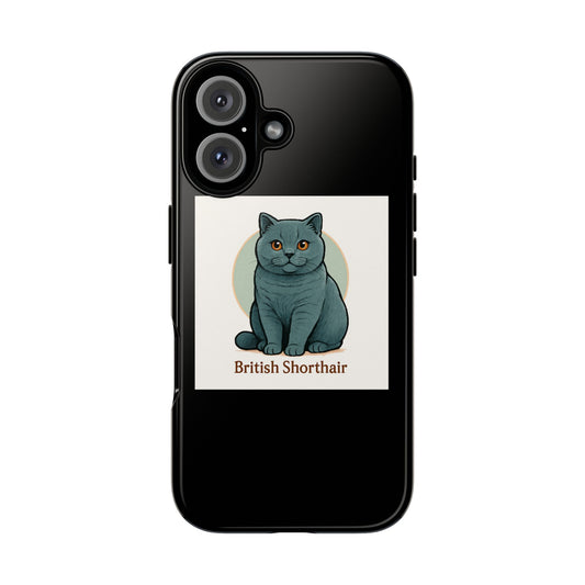 British Shorthair Cat Phone Case, Cute Cat Lover Gift, Tough Phone Cover for Pet Owners, Customizable Cat Art Design, Feline Accessories