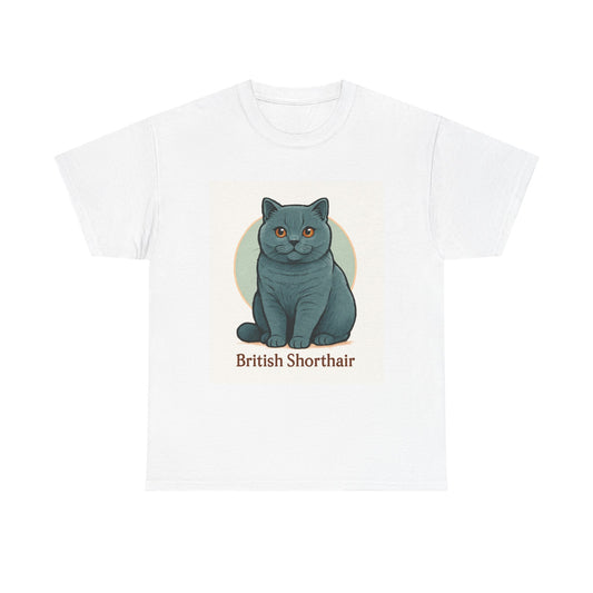 British Shorthair Cat Tee, Unisex Cotton T-Shirt, Cute Pet Lover Gift, Animal Lover Apparel, Cat Mom Shirt, Unique Birthday Present