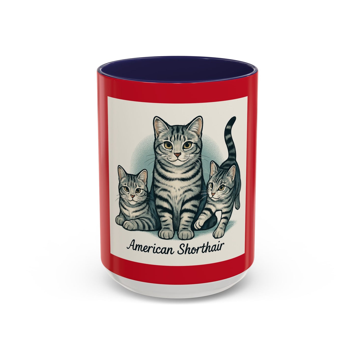 American Shorthair Cat Accent Coffee Mug, Cute Pet Lover Gift, Cat Mom Mug, Unique Kitchen Decor, Cat Themed Drinkware