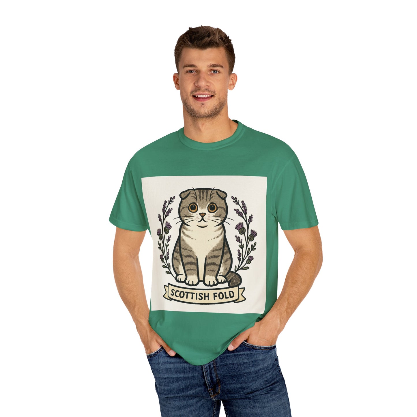 Scottish Fold Cat T-shirt, Cute Cat Lover Gift, Pet Lover Apparel, Cozy Everyday Wear, Unisex Casual Tee