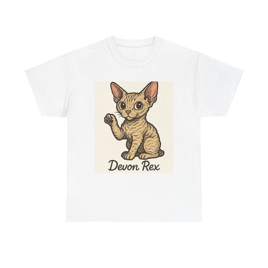 Cute Devon Rex Cat Tee, Unisex Cotton T-shirt, Cat Lover Gift, Pet Owner Apparel, Animal Lover Shirt