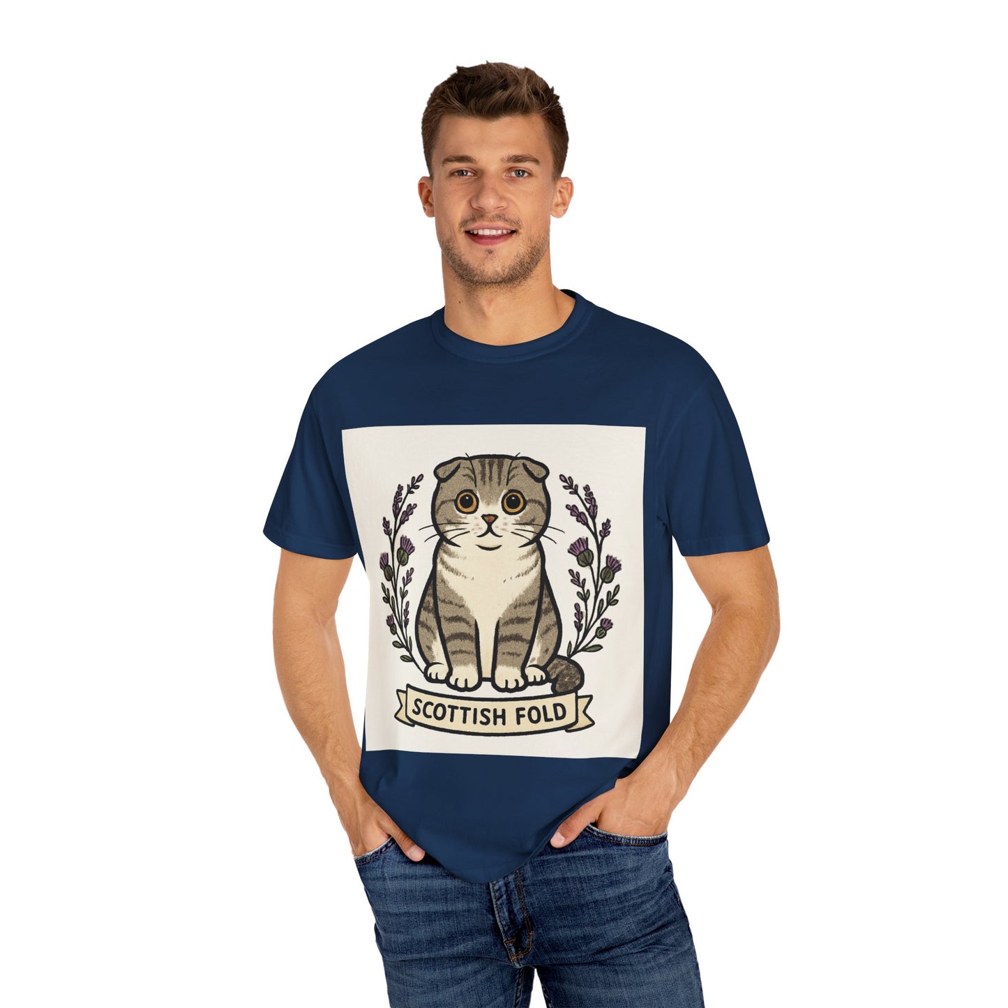 Scottish Fold Cat T-shirt, Cute Cat Lover Gift, Pet Lover Apparel, Cozy Everyday Wear, Unisex Casual Tee