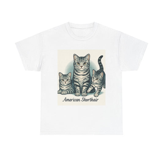 Vintage Cat Lover's Tee, Graphic Cat Shirt, American Shorthair Design, Cute Cat Gift, Pet Lover Apparel, Comfort Casual Wear