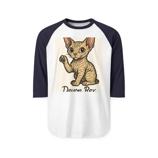 Cute Cat Devon Rex Raglan Shirt, Fun Pet Tee, Animal Lover Gift, Unisex Fashion, Casual Wear, Cat Mom, Kawaii Apparel