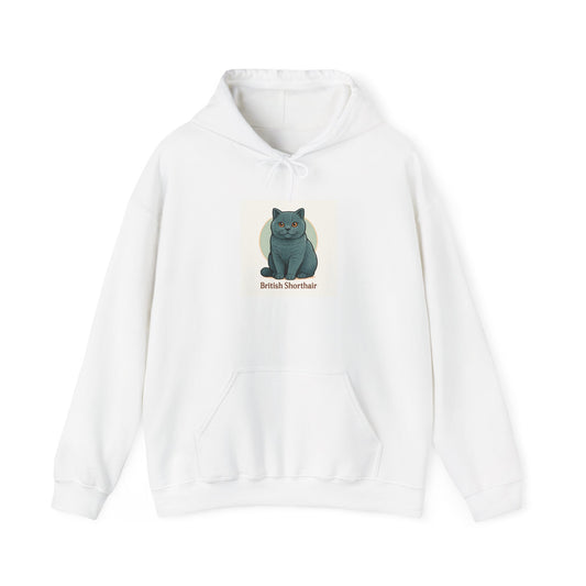 British Shorthair Cat Hooded Sweatshirt, Cozy Pet Lover Hoodie, Cute Cat Apparel, Gift for Cat Owners, Animal Lover Clothing