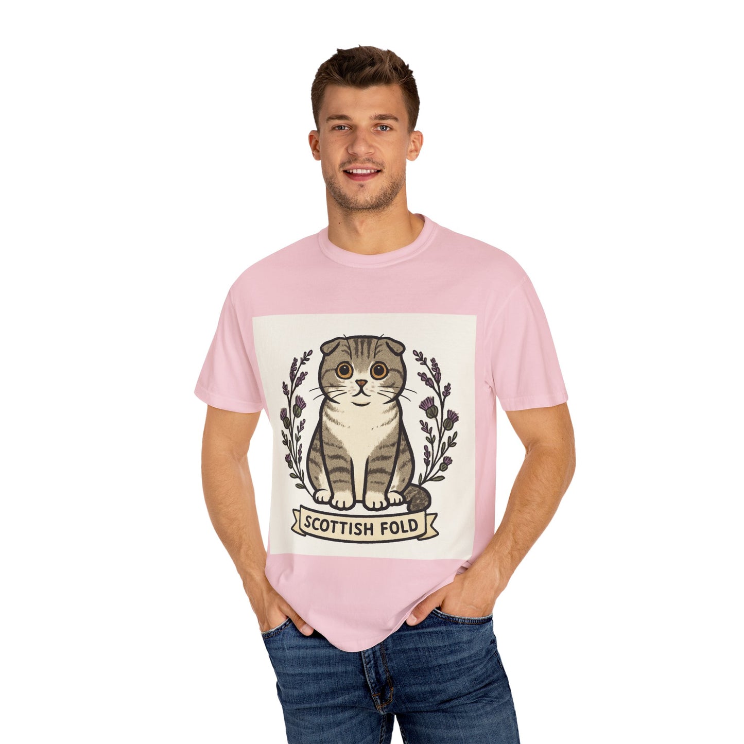 Scottish Fold Cat T-shirt, Cute Cat Lover Gift, Pet Lover Apparel, Cozy Everyday Wear, Unisex Casual Tee