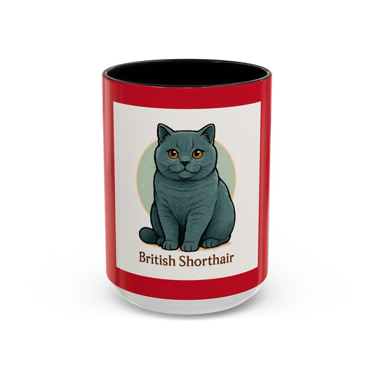 British Shorthair Accent Coffee Mug | Cute Cat Mug for Cat Lovers | Unique Gift for Pet Owners, Birthday, Christmas, Home, Office