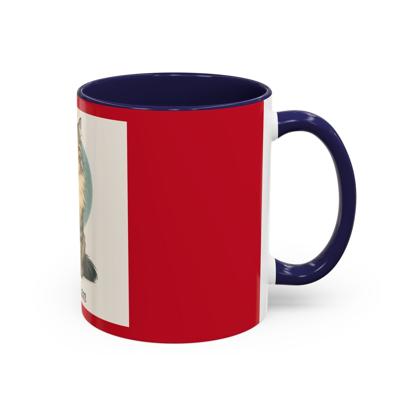Siberian Cat Accent Coffee Mug, Unique Cat Lover Gift, Black Handle Mug, Animal Art, 11oz & 15oz Coffee Cup