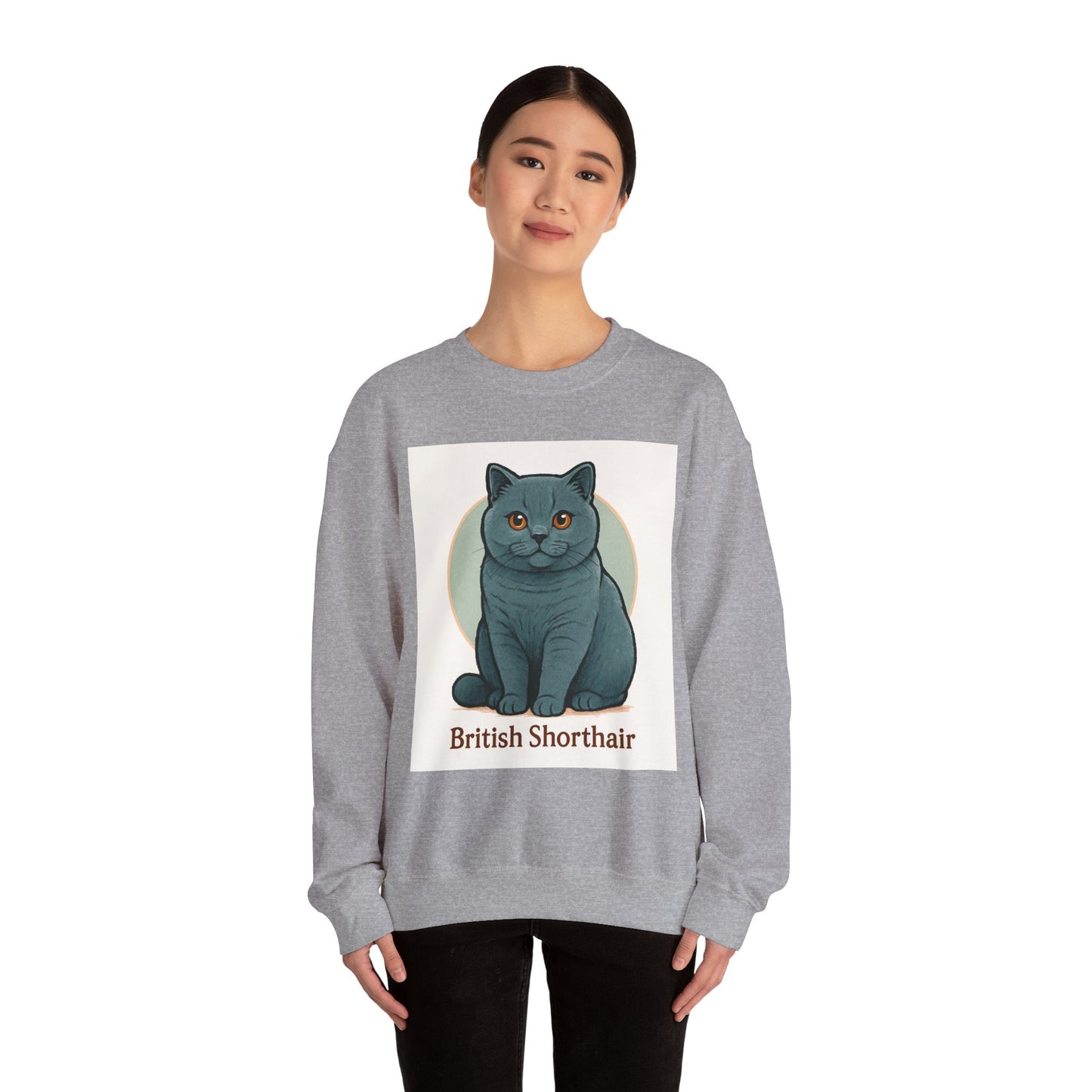 British Shorthair Cat Crewneck Sweatshirt - Cozy Cat Lover Gift, Unisex Cat Apparel, Cute Pet Sweater, Animal Gift for Cat Owners, [...]