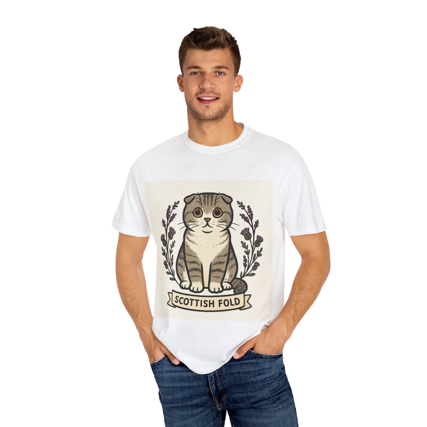 Scottish Fold Cat T-shirt, Cute Cat Lover Gift, Pet Lover Apparel, Cozy Everyday Wear, Unisex Casual Tee