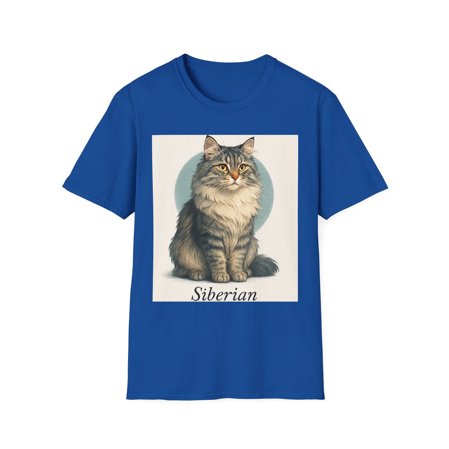 Siberian Cat Art Unisex T-Shirt, Cat Lover Gift, Pet Owner Tee, Cute Cat Shirt, Feline Art Apparel